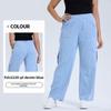 Yoga jeans met wijde pijpen en zakken, maat Large.