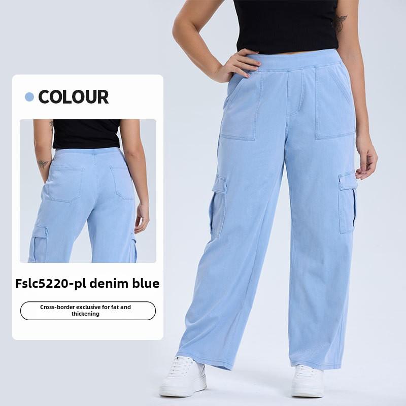 Yoga jeans met wijde pijpen en zakken, maat Large.