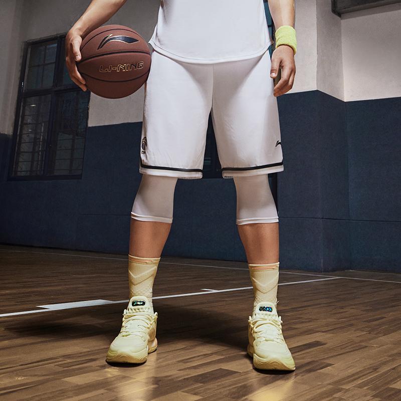 Li Ning Jimmy Butler Quick-Dry Cool Elastic Sports Basketball Shorts Men Shorts White AAPU209-4