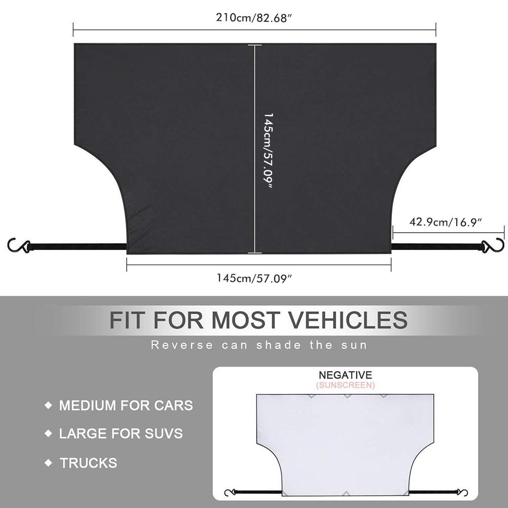 Magnetic Car Sun Shade Cover with Flap and Safety Strap Car Front Windshield Snow Protective Cover