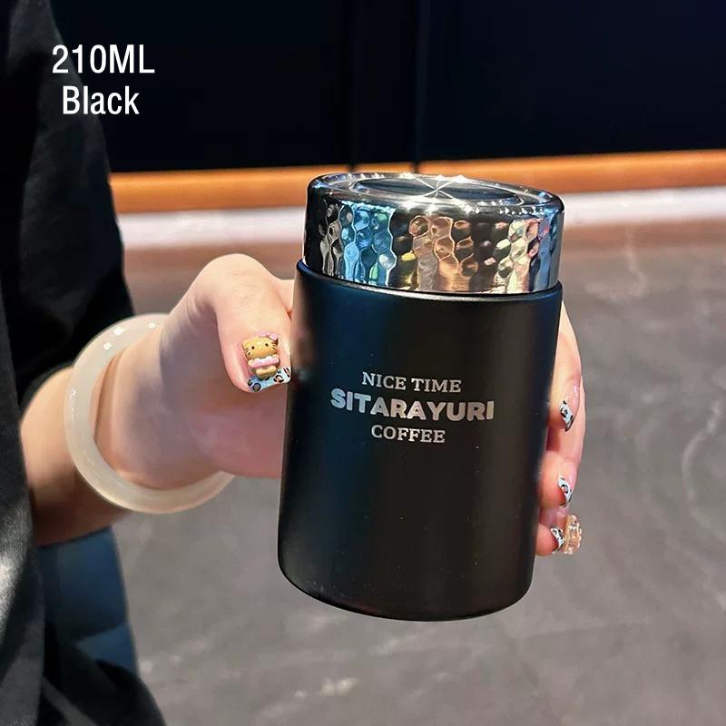 210ml/420ml Fashion Mini Double Stainless Steel Vacuum Flask With Bling Lid Portable Pocket Coffee Tea Thermos Mug Tumbler