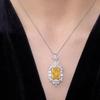 Sparkling Yellow Cubic Zirconia Necklace for Women's Wedding Anniversary Party Luxury Accessories Gifts Fashion Jewelry Pendant