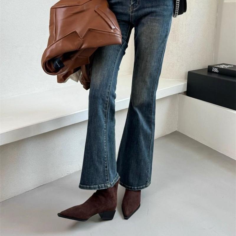 Pointed Toe Women's Ankle Boots Fashion Suede Luxury Heeled Shoes Woman New Winter Boots 2025 Designer Dress Sexy Mujer Botas