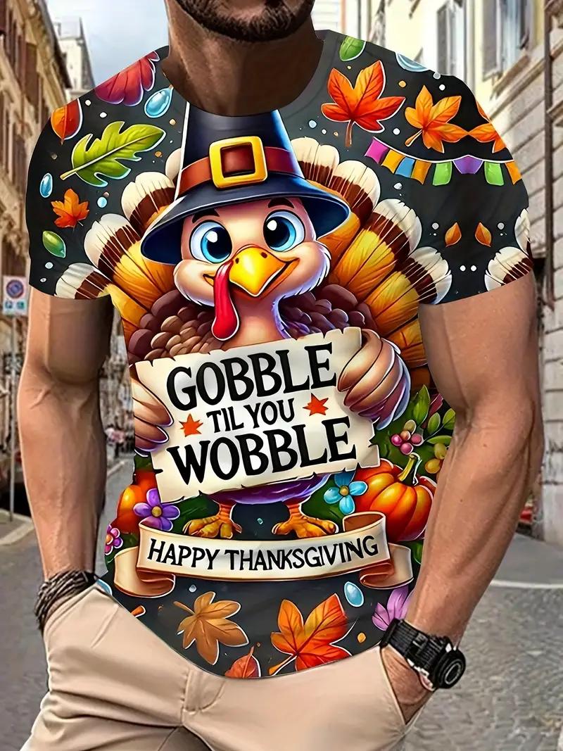 New Thanksgiving Day T Shirt Clothes 3d Print Happy Thanksgiving Turkey Tops Graphic Short Sleeve T Shirt For Man Women Tee Tops XXS