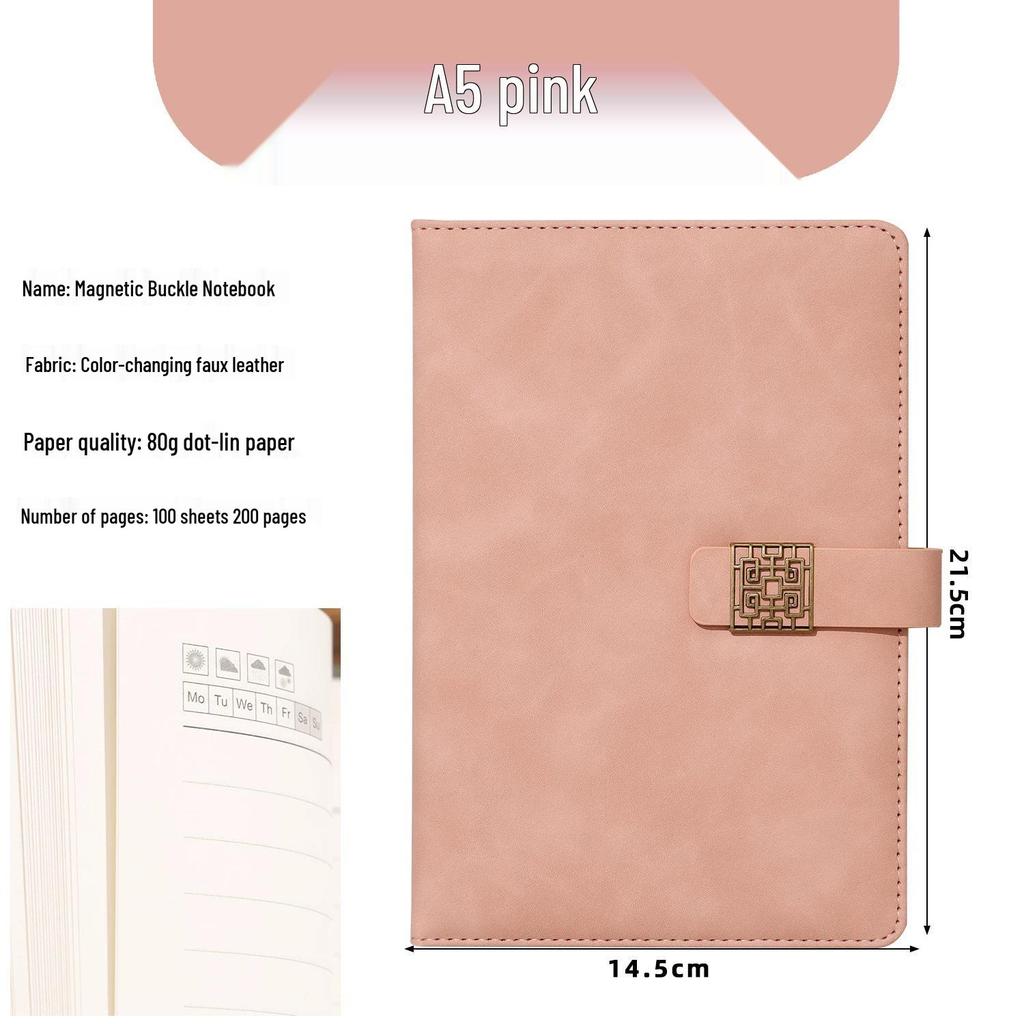 A5 Business Leather Notebook with Logo and Buckle - Gift Box Included