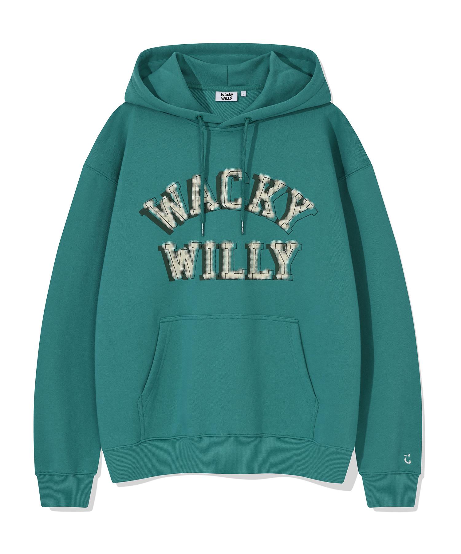 Wacky Willy Lettering Graphic Hoodie Green Xl