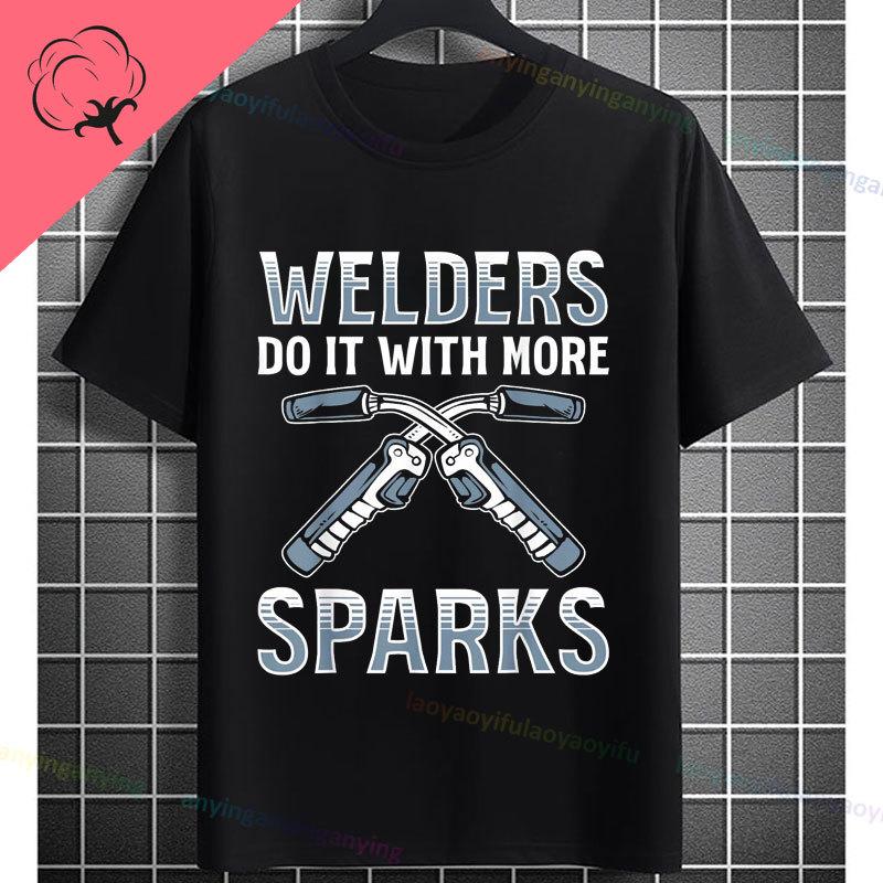 UnisexS Welder Graphic TShirt God Guides My Hands Fashion Shortsleeve Pure Cotton Oneck Casual Humor Style Tshirt