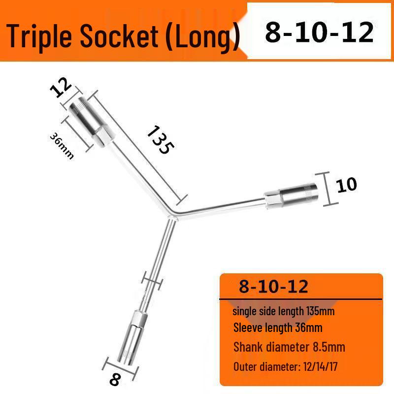 Multifunktionales Dreikant-Steckschlüssel-Set für Auto- und Motorradreparaturen