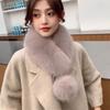 Faux Fox Fur Scarf Thickened Warm Luxury Texture Winter Women Neck Warmer Collar Shawl Fashionable Elegant