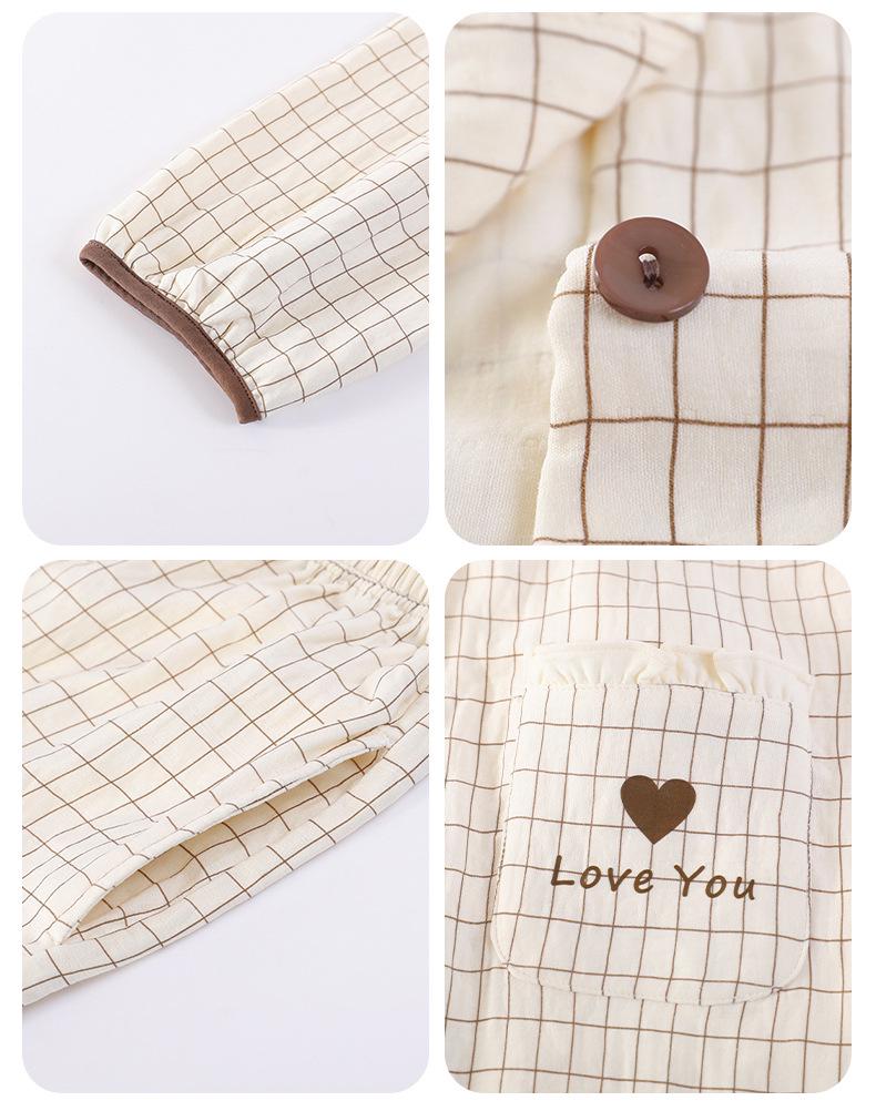 Women's Long-Sleeve Round Neck Pajama Set with Bra Pads, Wearable Outside, Cloud Cotton Loungewear