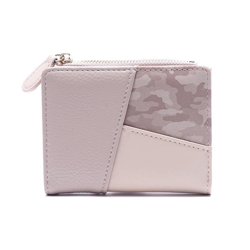 New Color Spliced Change Bag Short, Fashionable Multi-card Zipper Wallet, Short Wallet Lady