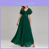 Chiffon Spring Summer Long Dress With Deep V Neck And Ruffle Details For Formal Events