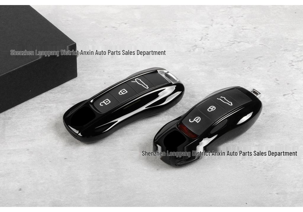 Compatible Key Shell Cover for Porsche Cayenne, Panamera, Macan, 718 Cayman - Black Wind Edition
