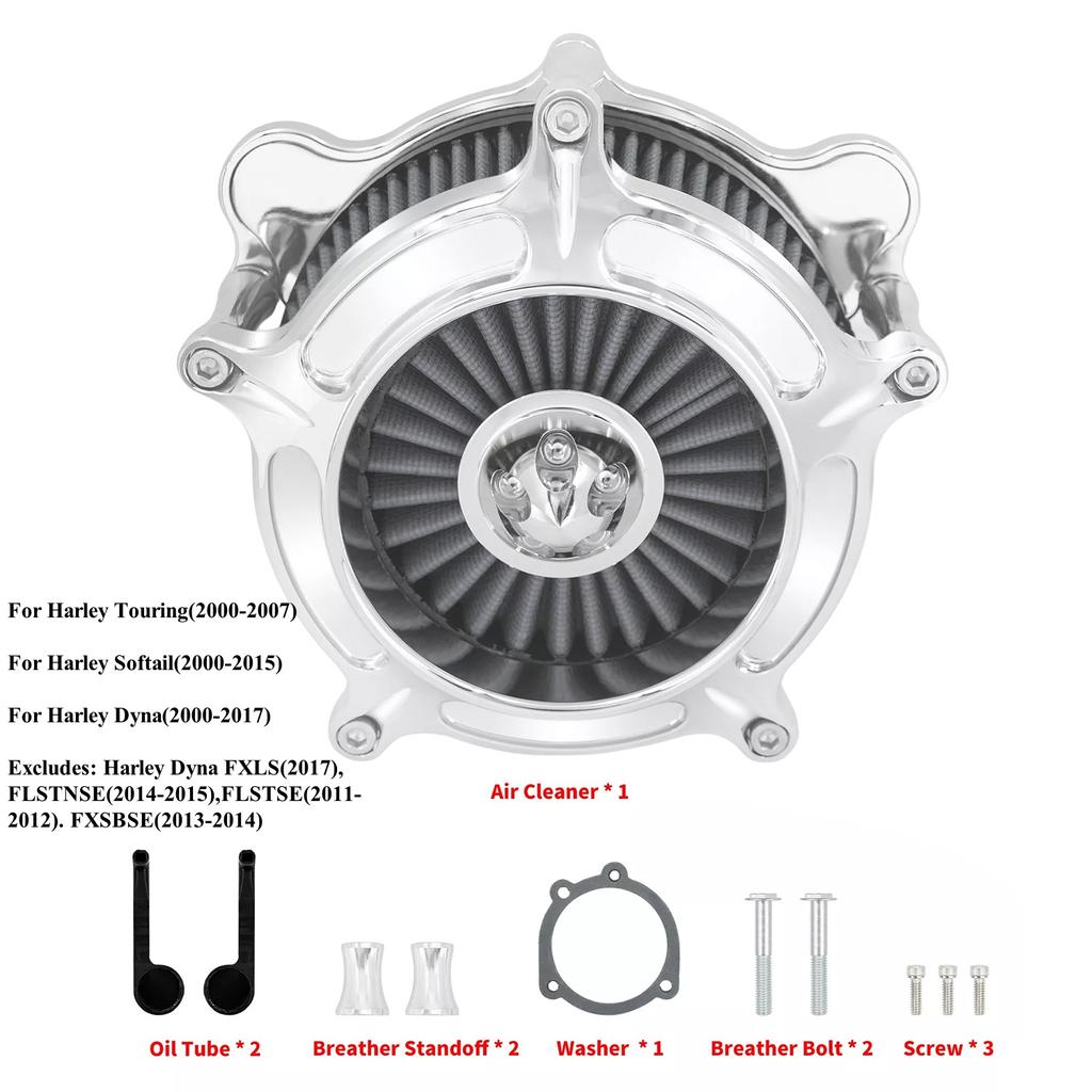 Motorcycles Turbine Air Cleaner Intake Filter Chrome For Harley Sportster XL Touring Softail Dyna EVO & Twin Cam Fatboy FXDLS