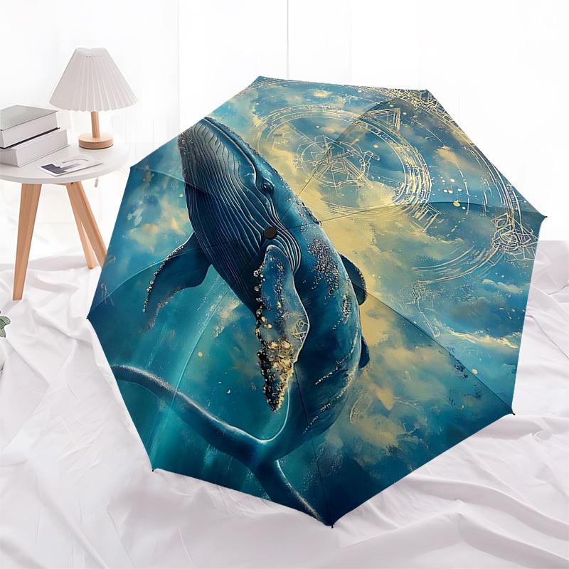 1pc Whale Dreamcatcher Automatic Opening/Closing Umbrella, Portable Folding Design, Iron Frame Outdoor, Unique Festival Gift for Fans & Travelers.V096