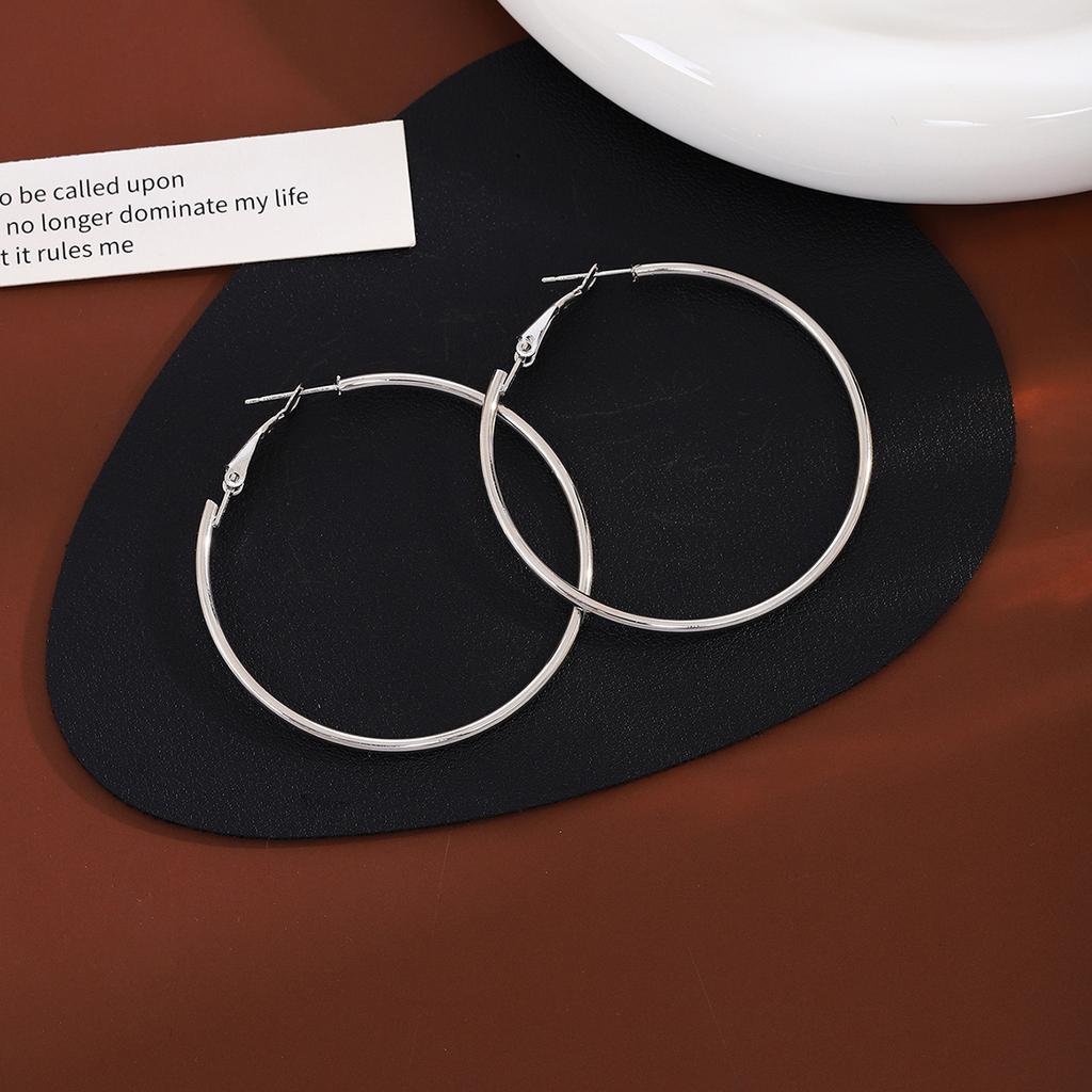 Minimalist Style Plain Ring Large Earrings, High-End Women'S Classic Versatile Simple Style Earrings, Unique Cold Feeling Earrings