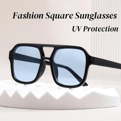 Damskie Okulary Przeciwsłoneczne Ochrona UV Retro Vintage Podwójna Belka Okulary Przeciwsłoneczne dla Mężczyzn Ultralekkie Podróżne Okulary do Jazdy Samochodem Okulary