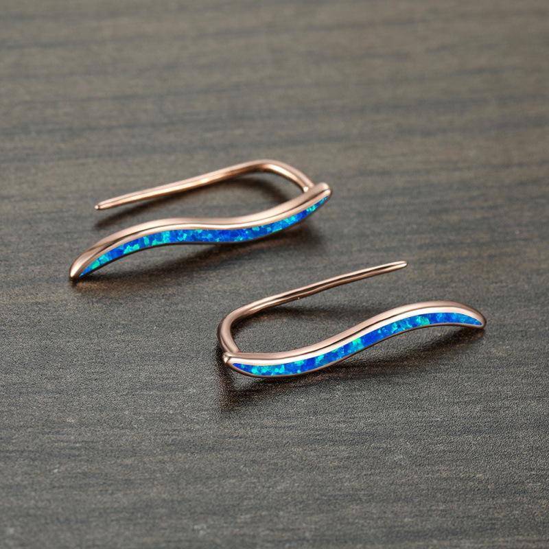 

Wish simple style s opal wave S-shaped earrings women ins European and American mini earrings fashion commute