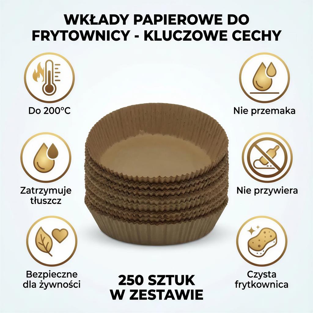PAPER INSERTS FOR FAT-FREE FRYER 20/25 cm 250 pcs