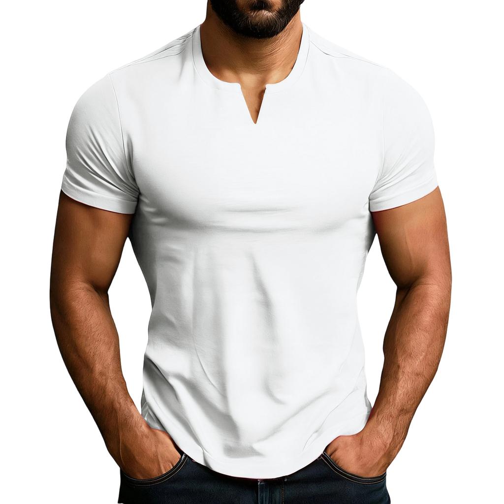 Men's Leisure Exercise Fitness Training Running Little V-Neck T-Shirt