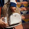 COACH Court Canvas With Leather Backpack Medium Womens White Brown