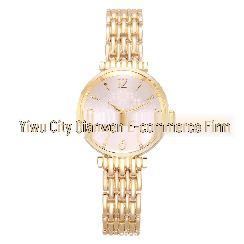 Douyin s Top Pick: Slim Steel Strap Women s Quartz Digital Wristwatch золотой
