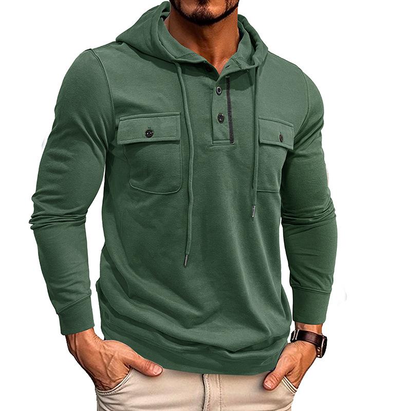 

Autumn and Winter Men s Hooded Long-sleeved Sports Pocket Sweater Foreign Trade Men s Cap Rope Bottoming Top 3XL зелений