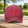 Red Devil Evil Smile Washed Baseball Cap Unisex Casual Duckbill Hat Retro Sports Fashion Outdoor Travel Gift