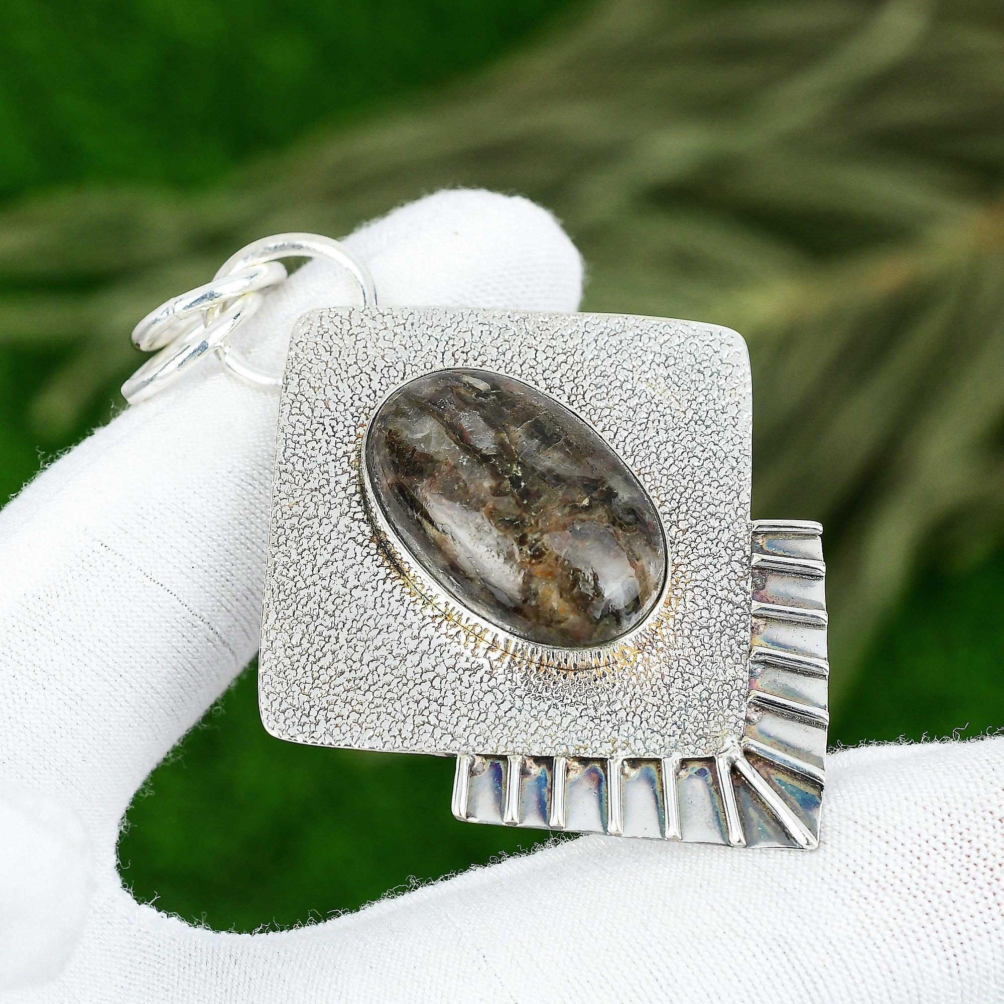 

Anniversary Gift For Her Natural Septarian Gemstone Pendant 925 Sterling Silver