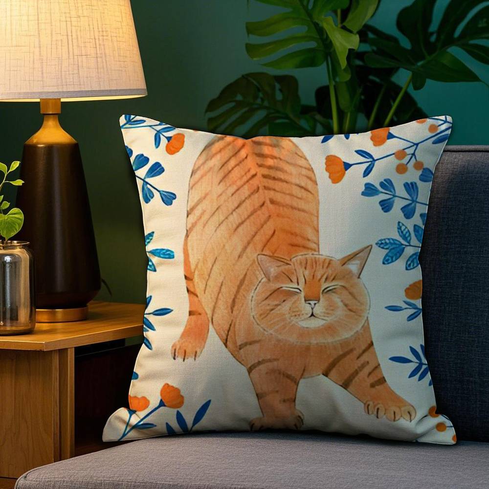 Anime Kwaii Plant CatS Pillow Case Plush Fabric Soft Double Sided Print Home Sofa High Quality Cushion Cover Throw