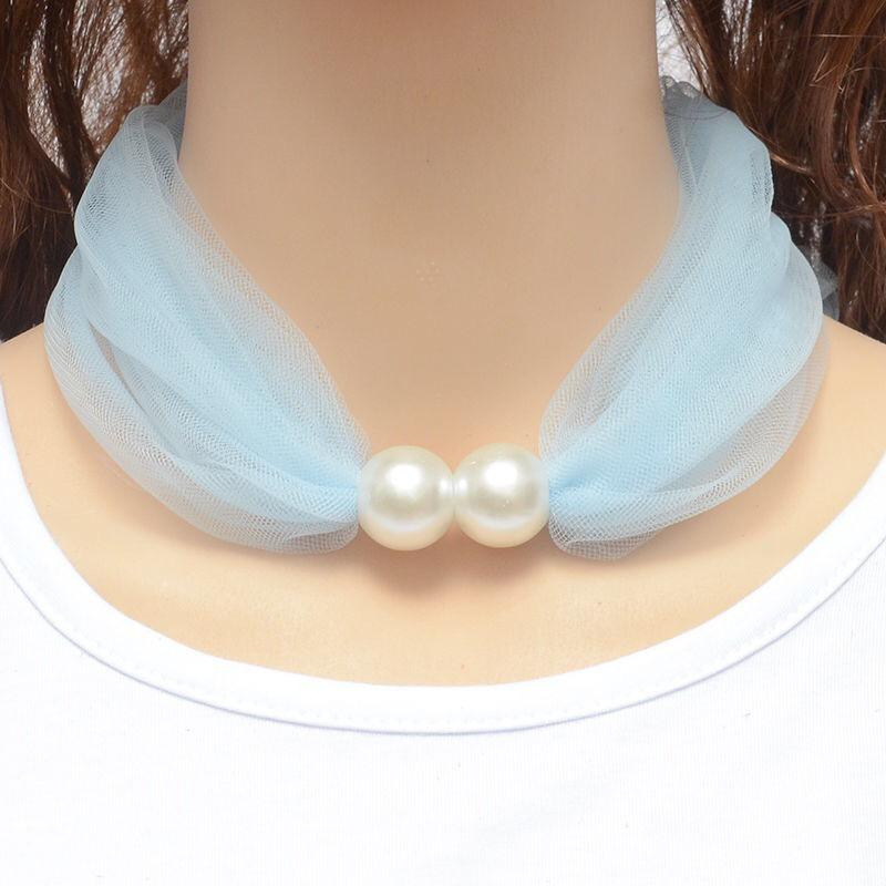 Elegante Netzspitze Perlendekoration Niedlicher Schal Halskette Hochzeit Abschlussball Schmuck Für Frauen Kurzer Halsbedeckung Bekleidungszubehör