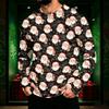 Men's Long Sleeve Hooded Sun Shirt Top with Christmas Print for Outdoor Wear