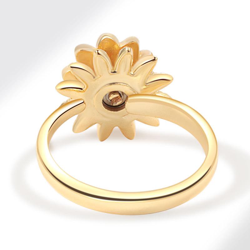 Enamel Daisy Flower Plant Anxiety Knuckle Ring For Women Golden Metal Copper Rotate Freely Ring Fidget Spinner Anillo Ajustable