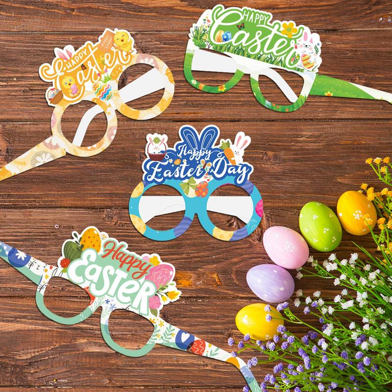 12pcs Easter Party Glasses Easter Glasses Easter Photo Booth Props Paper Funny Easter Party Decorations Easter Egg Birthday Gift