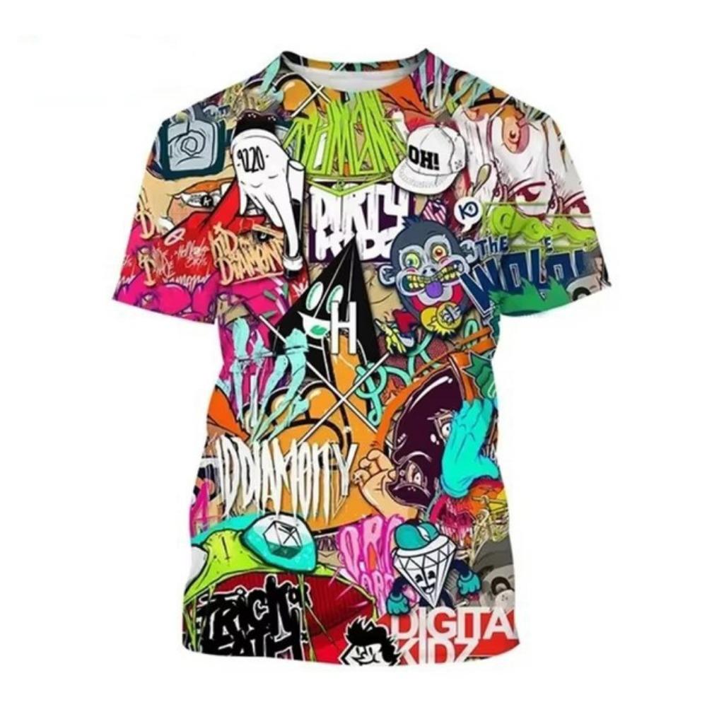 New Graffiti 3D Print T-Shirts Men's Crew Neck Short Sleeve T Shirt Oversized Hip Hop Streetwear Tees Harajuku Tops Man Clothing