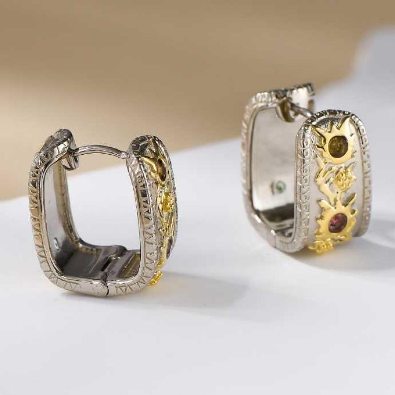 Sace Gems Polychrome Tourmaline Rings Ear Clip for Women S925 Sterling Silver Wedding Party Fine Jewelry Sets Festival Gift