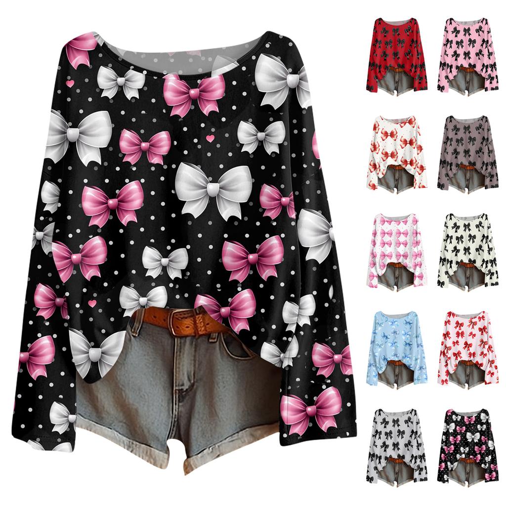 Long Sleeve Shirts For Women Printed Tees Blouses Casual Plus Size Basic Tops Pullover Casual Tunic Top Loose FitShirt