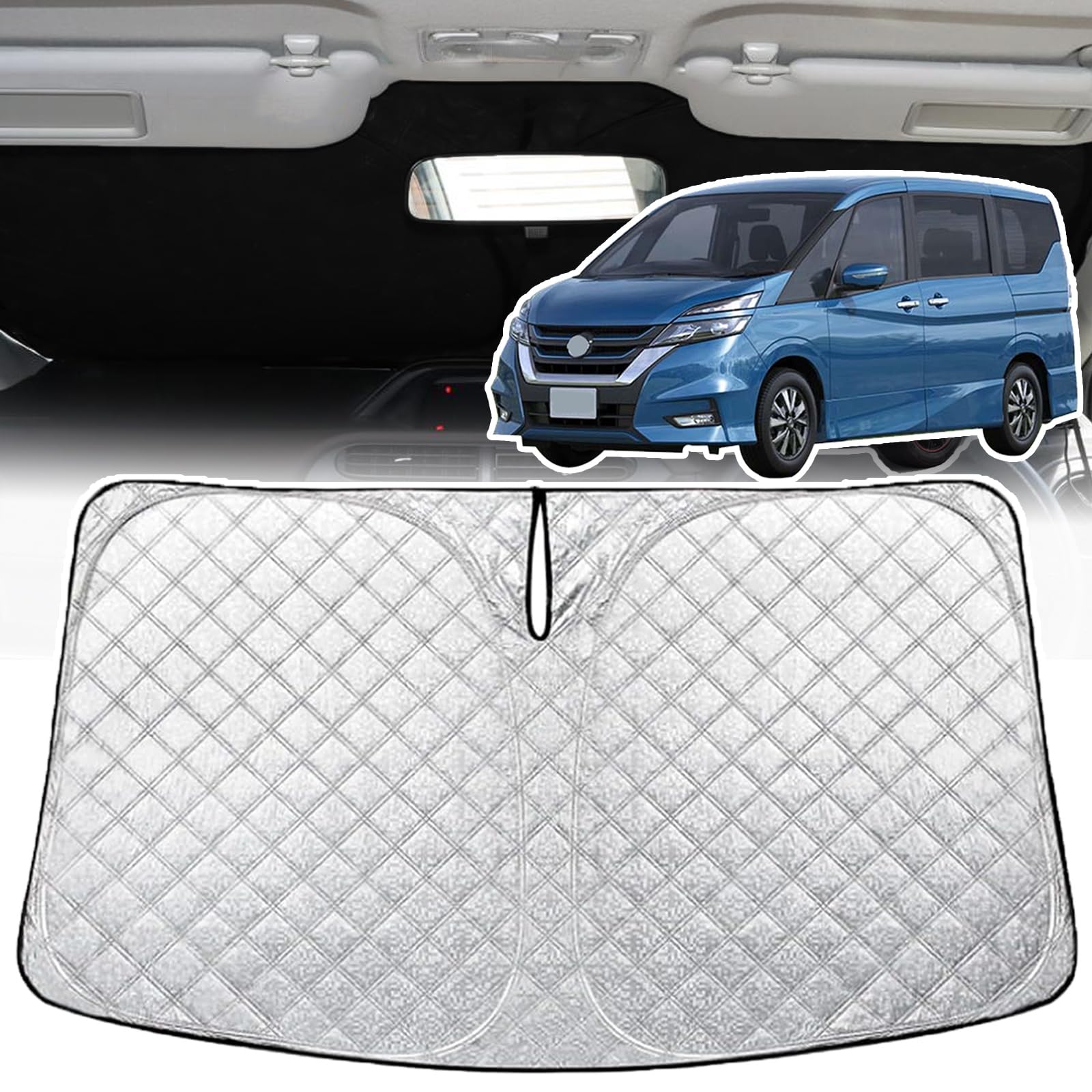 

solaay Солнцезащитный козырек на лобовое стекло Nissan Serena C27 для Nissan Serena Защита конфиденциальности для автомобиля Компактное хранение Солнцезащитный козырек, C27, Светоблокирующий, Шестислойный