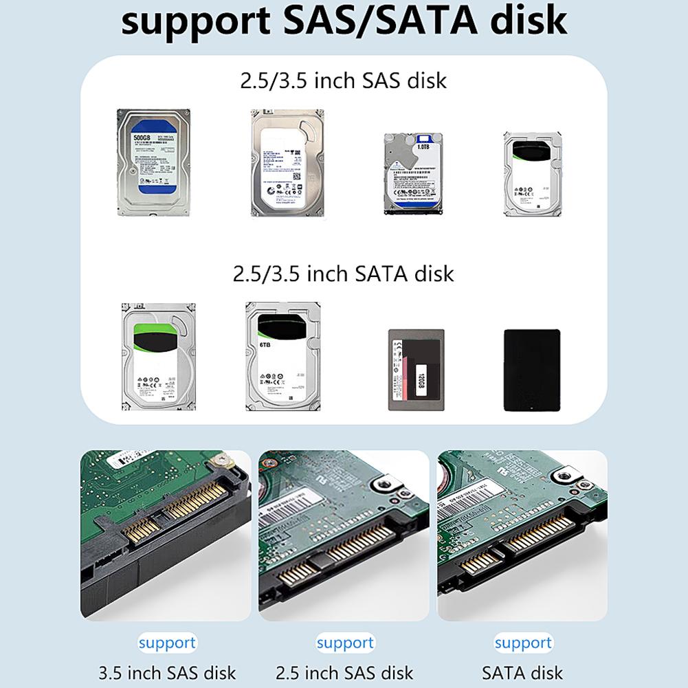 Hard Drive Dock SAS To USB 3.0 Adapter Support Up To 20TB Reader Converter Docking Station for 2.5/3.5 Inch SATA/SAS HDD SSD