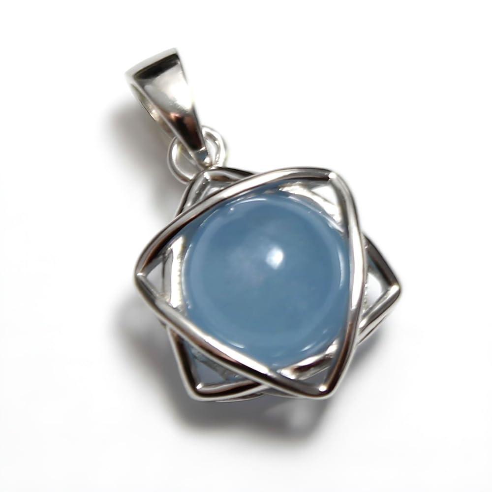 [Mizar] Aquamarine Pendant, Lucky Star, Women's & Men's, Hexagram, Sterling Silver 925