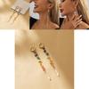 Womens Long Colorful Irregular Natural Stone Earrings Chic Electroplated Geometric