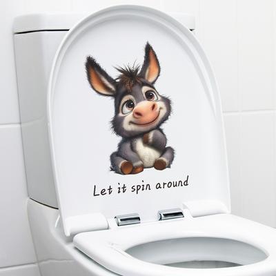 Cute Donkey Baby and English Slogan Bathroom Toilet Decoration Stickers