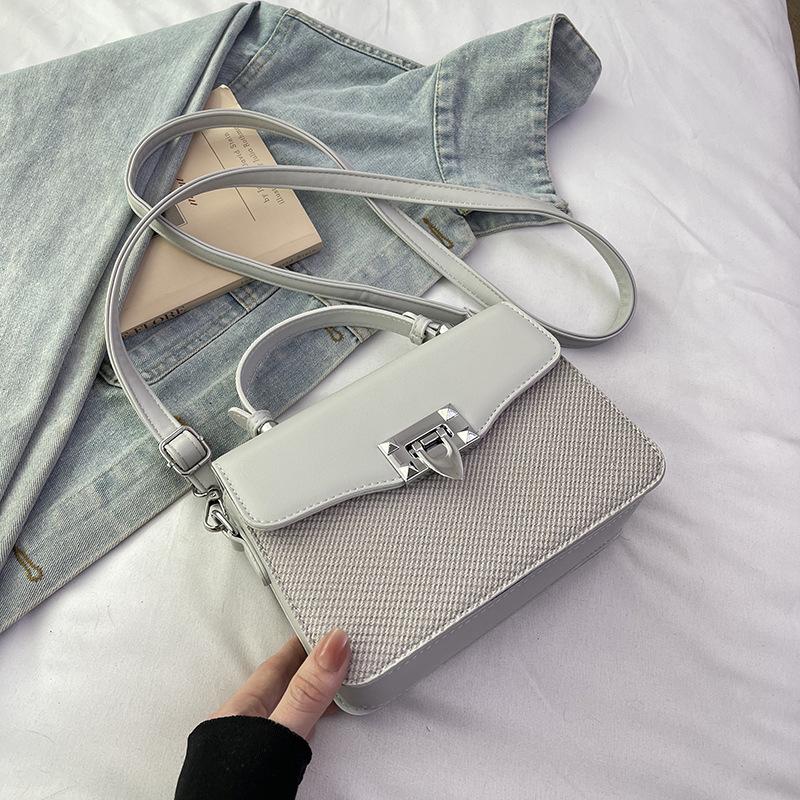 New High-end Contrasting Color Fashion Briefcase Bag Portable Shoulder Crossbody Trendy Women's Bag