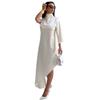 2025 Fall Women's Solid Color Semi-High Neck Asymmetric Hem Loose Bodycon Dress