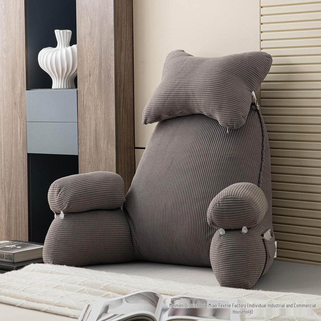 Corduroy Headboard Cushion: Soft Upholstered Lumbar Support & Neck Protection Pillow for Reading in Bed or Dorm