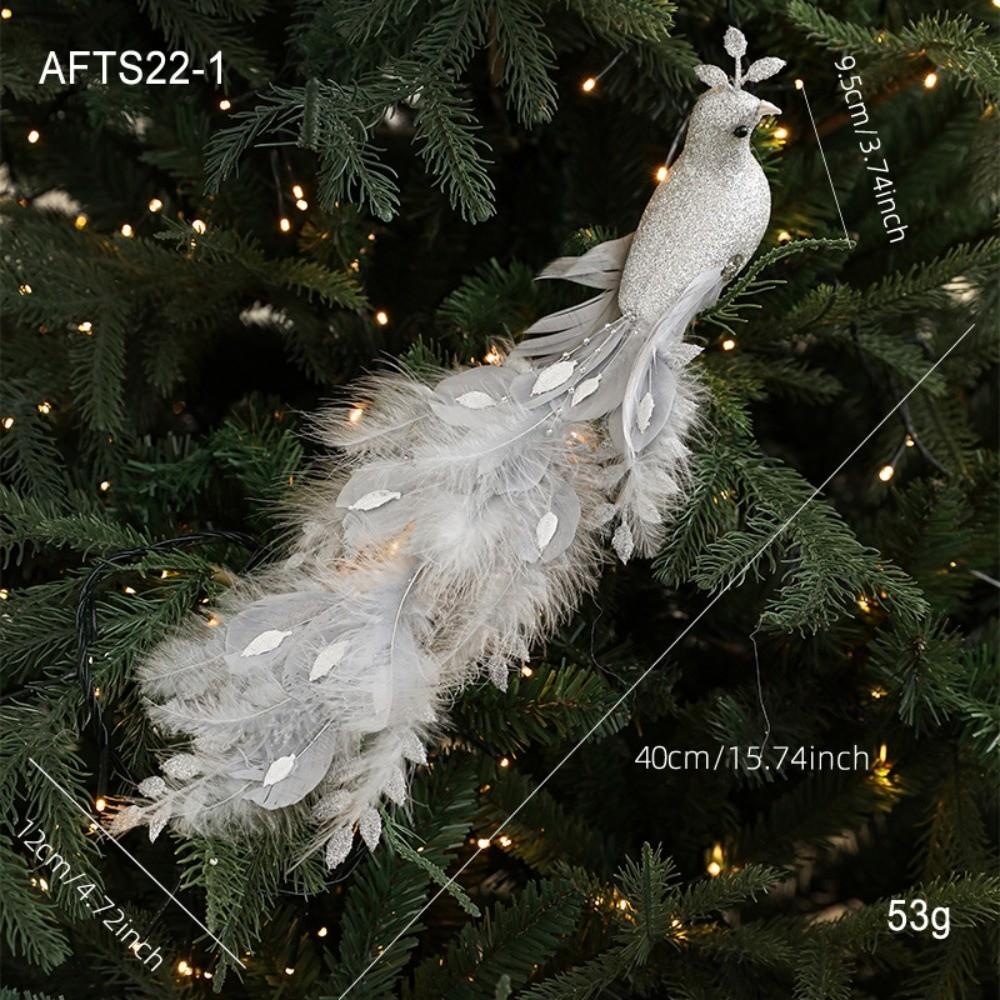 Neue realistische glitzernde Weihnachts-Pfau-Ornamente Glitzer Simulieren Faux Pfau Simulationsvogel Dekor Weihnachtsbaum