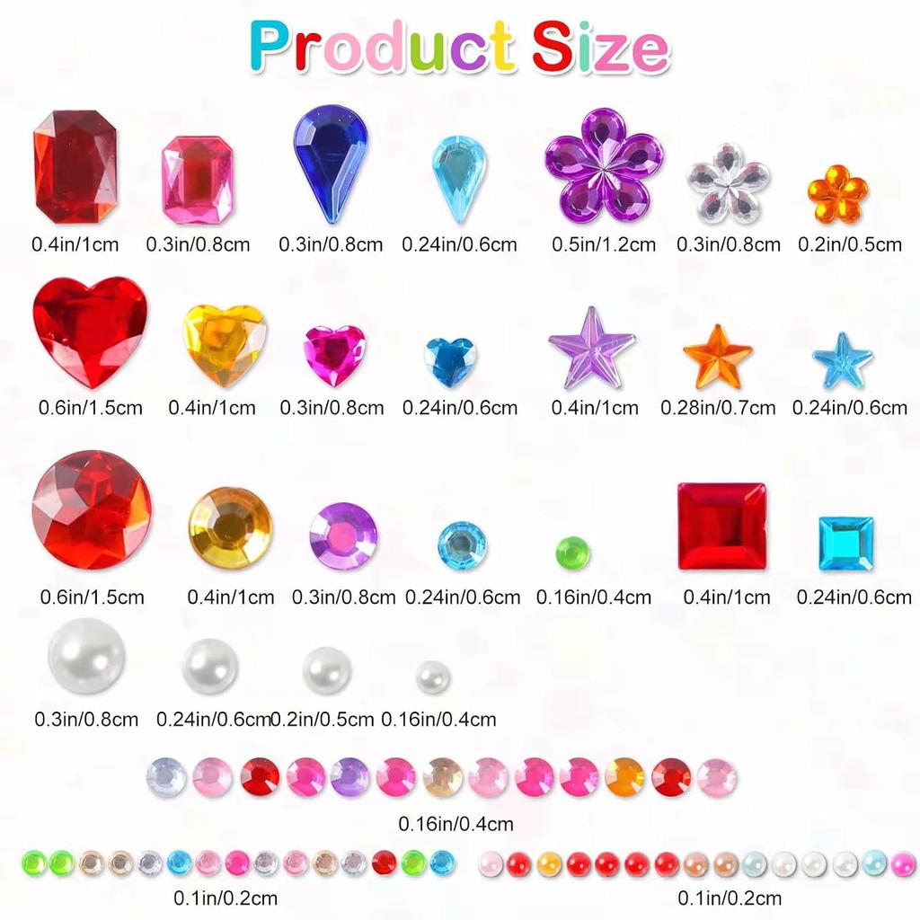 2774pcs Acrylic Gem Stickers 10 Sheet Multi-Color Self-Adhesive Rhinestone with Pearl Heart Star Flower Shapes for Craft DIY Scrapbooking Beda