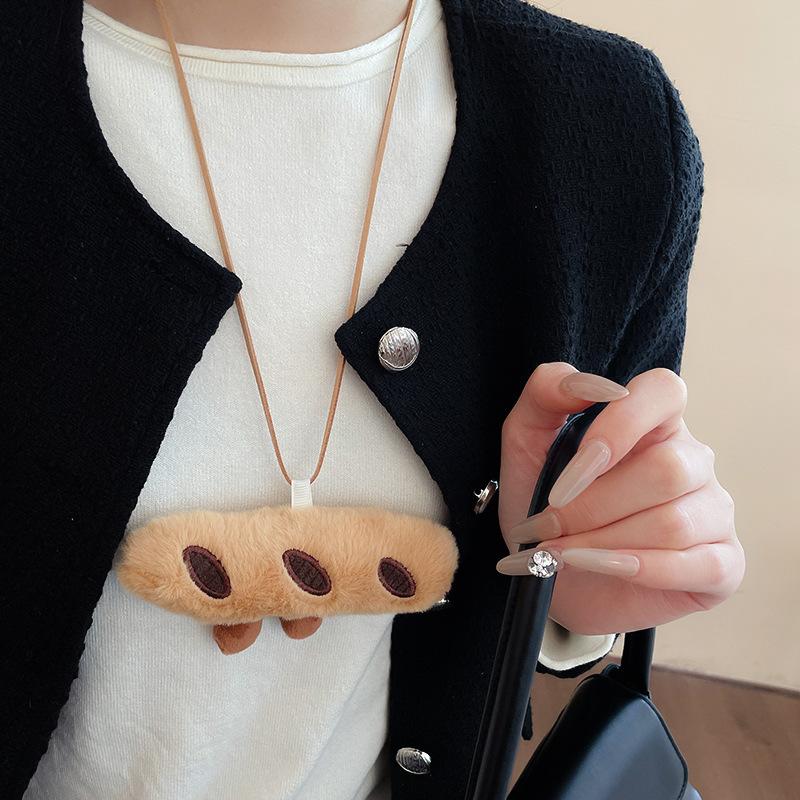 Autumn and winter retro coffee color tiger's eye stone pearl necklace temperament collarbone chain Maillard necklace women