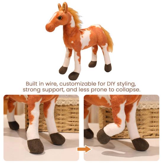 Horse Plush Doll Cute Foal Shape Stuffed Animal Soft Pony Plush Toy Skin-Friendly Comfortable Birthday