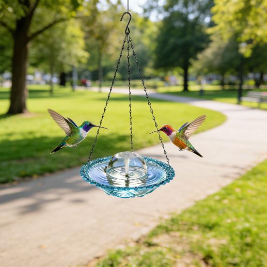 USB-Powered Fountain Bird Bath Hanging Bird Bath Fountain Outdoor Hummingbird Feeder Bath Bowl Attracts Wild Birds for Garden Decoration